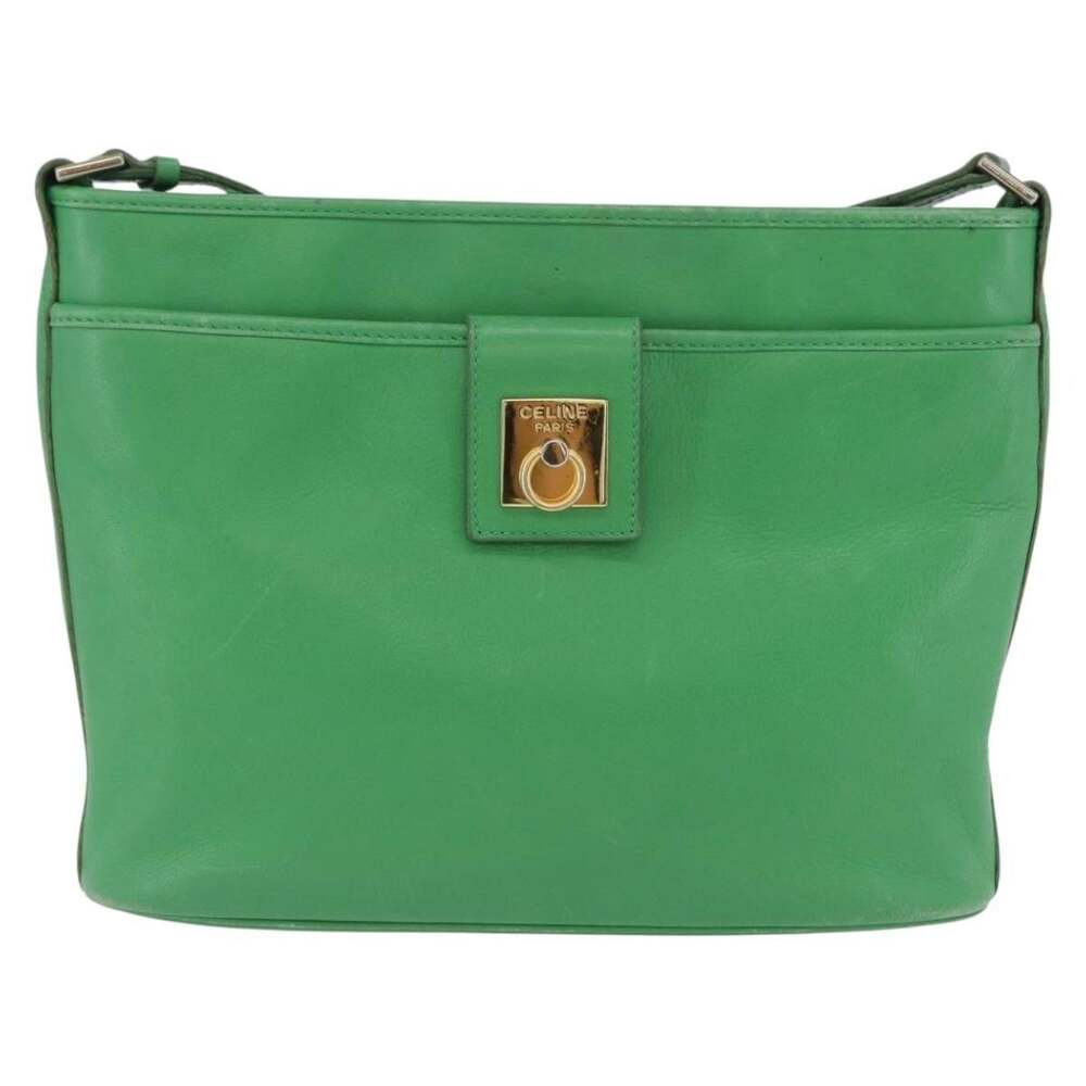 Celine Leather Shoulder Bag Green